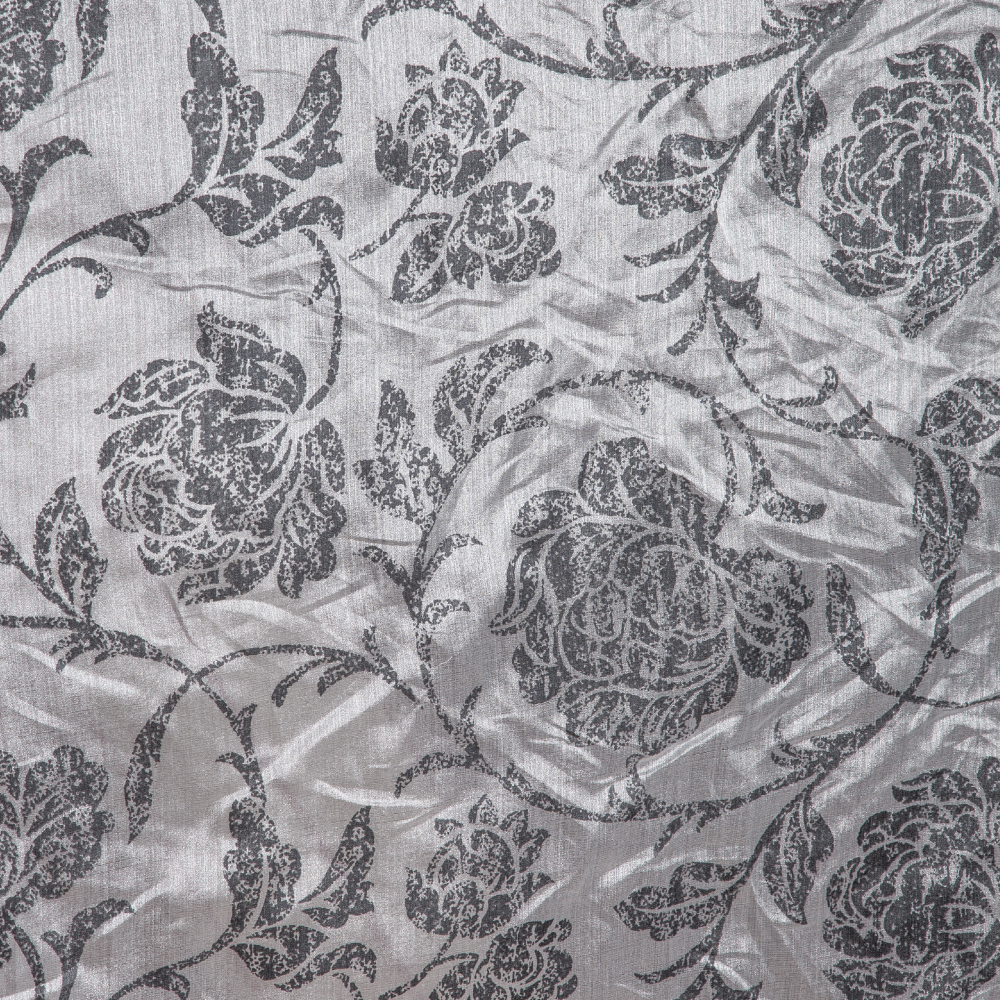 187 Single Width: York Floral Pattern Furnishing Fabric; 140cm, Grey 1