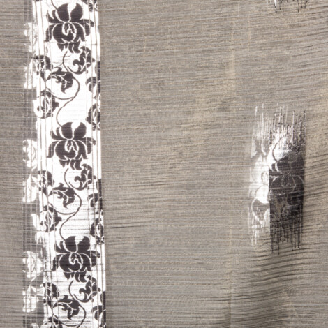 981 Double Width: York Floral Pattern Furnishing Fabric; 280cm, Grey 1